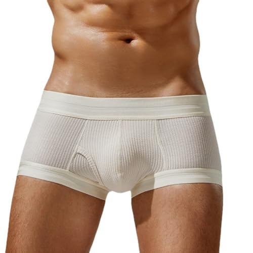 Wayonge Herren Boxershorts Unterhosen Männer Atmungsaktivität Mittlere Taille Komfortable Unterwäsche (Beige,XL) von Wayonge