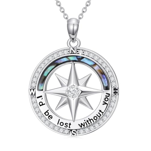 925 Sterling Silber Elegant Kompass Halskette für Frauen - Edles Schmuckstück mit Richtungsweiser Design - Abschluss als Geschenk-I'd be lost without you 18+2 inch 925 Sterling Silber Elegant Kompass Halskette für Frauen - Edles Schmuckstück mit Richtungsweiser Design - Abschluss als Geschenk-I'd be lost without you 18+2 inch von Waysles