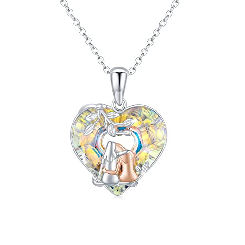 Zwei Schwestern Halskette für Damen 925 Sterling Silber Mädchen Freundschaft Kette mit Herz Kristall Anhänger Schwester Geschenk für Freunde von Waysles