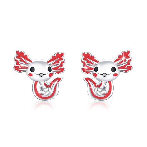 Axolotl Ohrring 925 Sterling Silber Süße Rot Axolotl Ohrstecker Hypoallergen Axolotl Schmuck Geschenke für Mädchen Frauen von Waysles