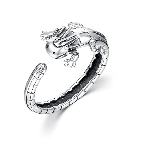 Axolotl Ring 925 Sterling Silber Verstellbar Süßer Tierring Axolotl Offener Ring Axolotl Schmuck Geschenk Für Mädchen Jungen von Waysles