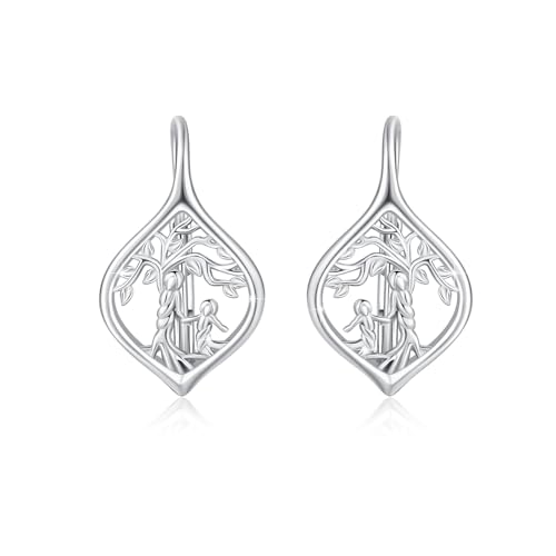 Baum des Lebens Ohrringe Damen 925 Sterling Silber Lebensbaum Creolen Mutter Tochter Leverback Ohrringe Klapp Creolen Mama Schmuck Geschenke Für Damen Mädchen Kinder von Waysles