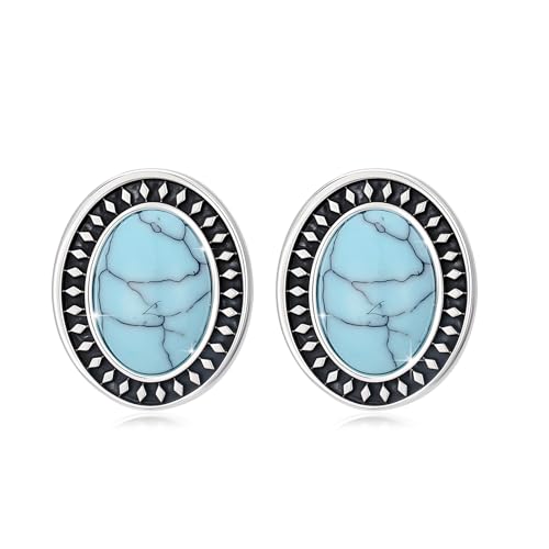 Blaugrüne Türkis Ohrstecker 925 Sterling Silber Oval Ohrstecker Hypoallergen Vintage Türkis Ohrringe für Damen Mädchen 10 MM Blaugrüne Türkis Ohrstecker 925 Sterling Silber Oval Ohrstecker Hypoallergen Vintage Türkis Ohrringe für Damen Mädchen 10 MM von Waysles