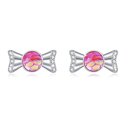 Candy Ohrstecker 925 Sterling Silber Rosa Süßigkeit Ohrringe Meerjungfrau Skala Ohrringe süß Weihnachten Ohrschmuck Geschenke für Kinder Mädchen Frauen von Waysles