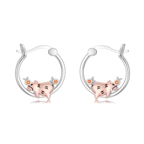 Capybara Creolen Ohrringe 925 Sterling Silber Hypoallergen Capybara Ohrringe mit Zirkonia Süße Tiere huggie Creolen für Frauen 16 mm von Waysles