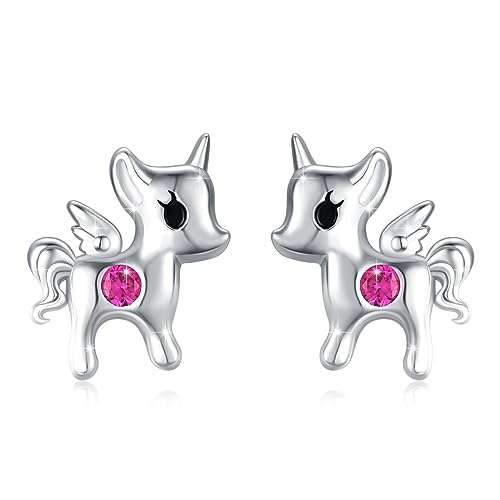 Einhorn Ohrstecker 925 Sterling Silber Niedlicher Tier Einhorn Pferd Ohrringe Einhorn Schmuck Geschenke Für Frauen Mädchen Kinder von Waysles