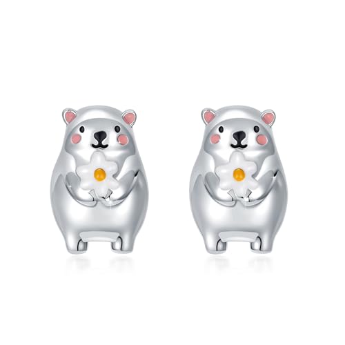Eisbär Ohrstecker 925 Sterling Silber kleine Bär Ohrringe Hypoallergene Niedlich Tier Ohrringe Eisbär Schmuck Geschenke für Kinder Mädchen Damen 10 mm von Waysles