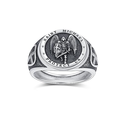 Erzengel Michael Ring 925 Sterling Silber Heiliger Michael Ring Krieger Beschütze uns Amulett Ring Schmuck Geschenk für Männer Frauen von Waysles