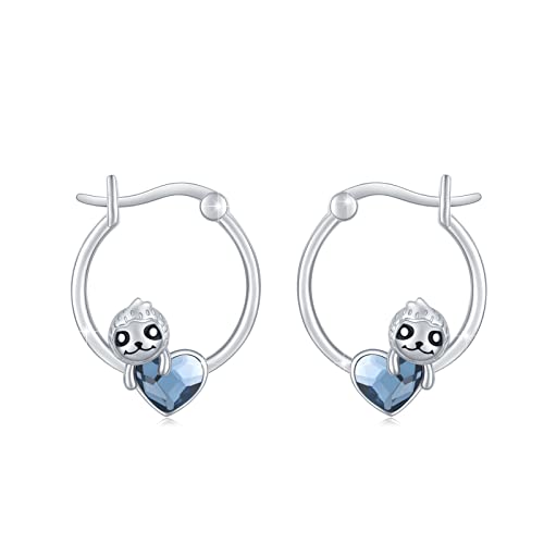 Faultier Ohrringe Damen 925 Sterling Silber Faultier Creolen Ohrringe Blau Kristall Tier Schmuck Geschenk für Mädchen Kinder 18 mm von Waysles