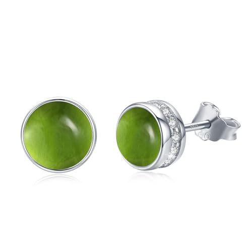Grün Peridot Ohrstecker 925 Sterling Silber Rund Ohrstecker Hypoallergen Olivin Peridot Ohrringe für Damen Mädchen Herren 7 mm von Waysles