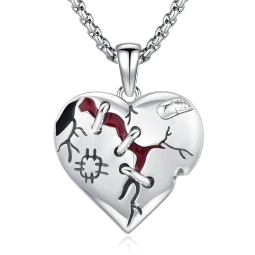 Halskette mit gebrochenem Herzen aus 925er-Sterlingsilber tränendes Herz Halskette Verbinde den Anhänger mit gebrochenem Herzen Gothic Schmuck für Männer und Frauen von Waysles