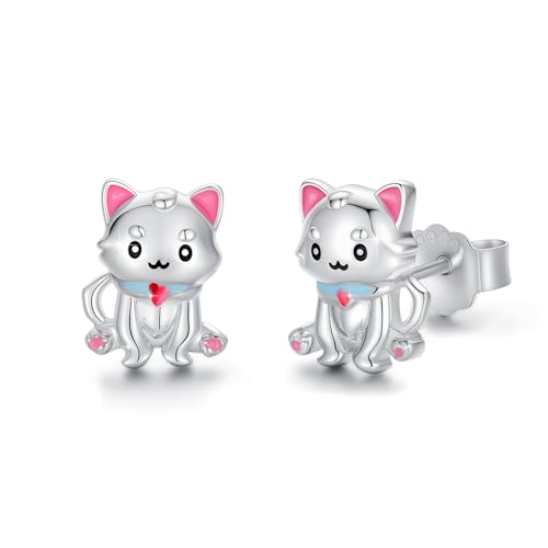 Hündchen Ohrstecker 925 Sterling Silber kleine Hund Ohrringe Hypoallergene Niedlich Tier Ohrringe Welpe Schmuck Geschenke für Kinder Mädchen Damen 10 mm von Waysles