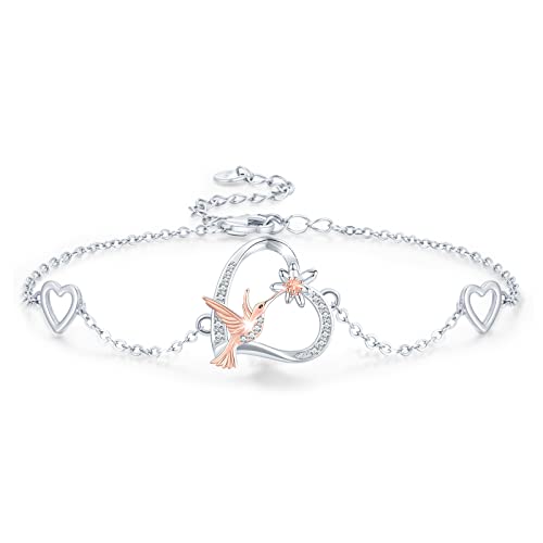 Kolibri Armband 925 Sterling Silber Herz Kolibri Und Lotus Armband Kleines Fußkettchen Kolibri Schmuck Geschenk Für Mutter Tochter von Waysles