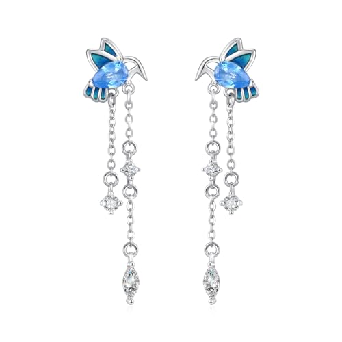 Kolibri Ohrstecker 925 Sterling Silber blauer Vogel Ohrringe lange Tropfen Ohrhänger hypoallergen Tier Ohrstecker klein Kolibri Schmuck Geschenk für Frauen Mädchen von Waysles