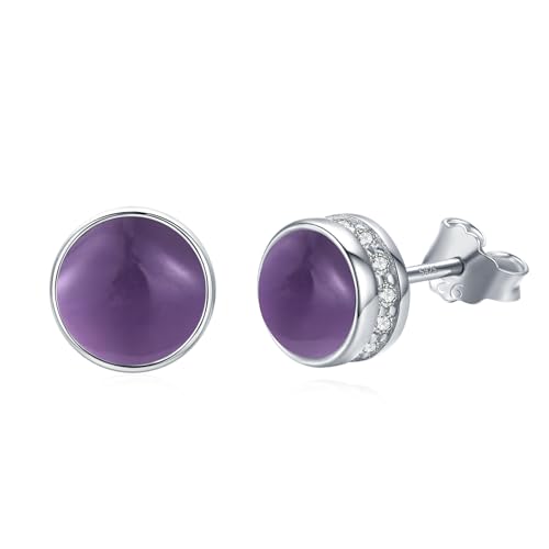 Lila Amethyst Ohrstecker 925 Sterling Silber Rund Ohrstecker Hypoallergen Amethyst Ohrringe für Damen Mädchen 7 mm von Waysles