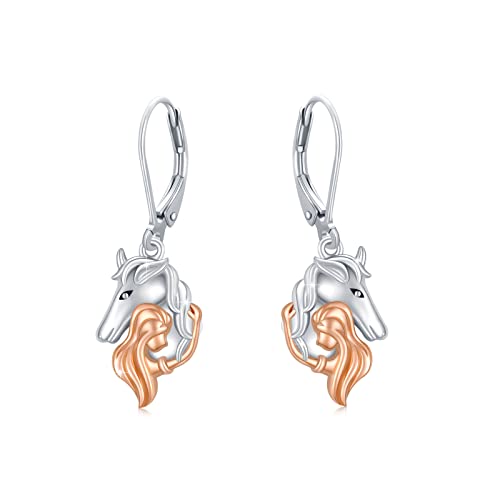 Mädchen Pferde Ohrringe Hängend 925 Sterling Silber Tier Ohrhänger Pferd Creolen Leverback Ohrringe Pferde Schmuck für Damen Mädchen Kinder von Waysles