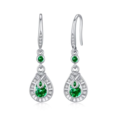 Mai Grüner Ohrringe 925 Sterlingsilber Grüner Geburtsstein mit Zirkonia Elegante Mai Tropfenohrringe Hypoallergen Muttertagsgeschenk (Mai Geburtsstein) von Waysles