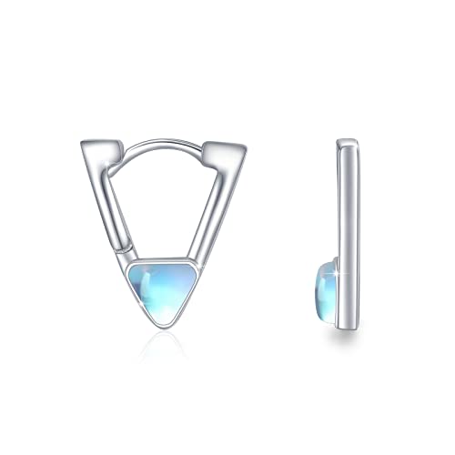 Mondstein Ohrringe 925 Sterling Silber Triangel Dreieck Creolen Geometrisch V Ohrschmuck Geburtstagsgeschenk für Damen Mädchen Kinder 15 mm von Waysles