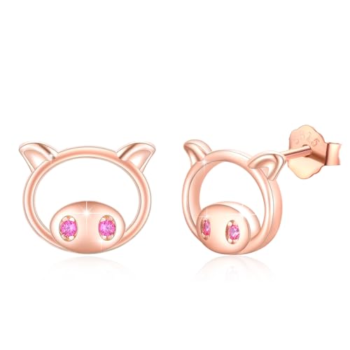 Ohrstecker Schweinchen S925 Sterling Silber Fliegenschwein für Frauen niedliche Tierohrringe Schmuck Geschenke zum Geburtstag Muttertag von Waysles