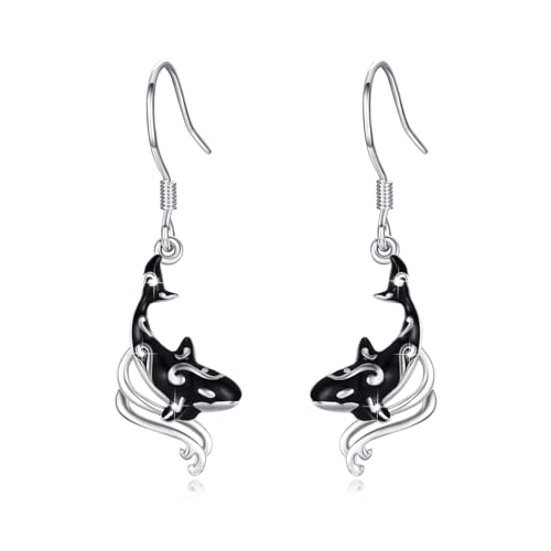 Orca Wal Ohrringe 925 Sterling Silber Killerwal Ohrhänger mit Wellen Walhai Ohrringe Meer Tier Schmuck Geschenk für Damen Mädchen Kinder von Waysles