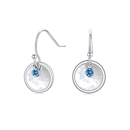 Perlmutt Ohrringe Silber 925 Hängend Perlmutt Scheiben Ohrringe mit Abnehmbar Blau Zirkonia Perlmutt Schmuck Geschenk für Frauen Mädchen Perlmutt Ohrringe Silber 925 Hängend Perlmutt Scheiben Ohrringe mit Abnehmbar Blau Zirkonia Perlmutt Schmuck Geschenk für Frauen Mädchen von Waysles