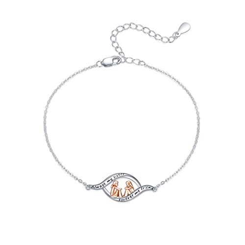Waysles Schwester Armband 925 Sterling Silber Verstellbares 2 Mädchen Freundschaft Armband mit Gravur Always My Sister Forever My Friend Bester Freunde Armband Schmuck Geschenk für Damen Kinder von Waysles