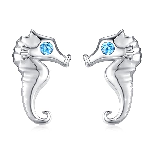 Seepferdchen Ohrring 925 Sterling Silber Süße Seepferdchen Ohrstecker mit Zirkonia Hypoallergen Meerestiere Ohrringe Seepferdchen Schmuck Geschenke Für Mädchen Frauen Kinder von Waysles