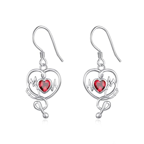 Stethoskop Ohrringe 925 Sterlingsilber Tropfen Ohrringe für Arzt und Krankenschwester mit CZ Stethoskop Herzschlag Ohrringe Stethoskop Schmuck für Frauen Mädchen von Waysles