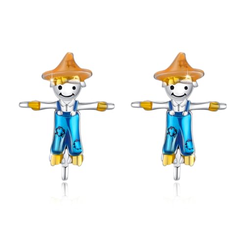 Vogelscheuchen Ohrringe 925 Sterling Silber Hypoallergen Halloween Party Ohrringe Interessant Vogelscheuchen Schmuck für Frauen Mädchen von Waysles