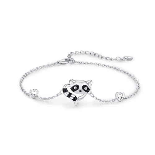 Waschbär Armband 925 Sterling Silber süßes Waschbär Armband Verstellbar Tier Armband Hypoallergen Waschbär Schmuck Geschenk für Waschbär Liebhaber Frauen Mädchen von Waysles