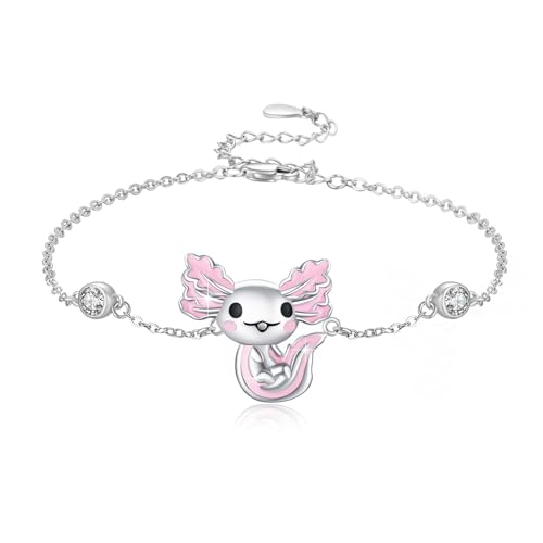 Waysles Axolotl Armband 925 Sterling Silber - Verstellbares Tier Schmuck, Süßes Salamander Geschenk für Frauen, Mädchen und Kinder von Waysles