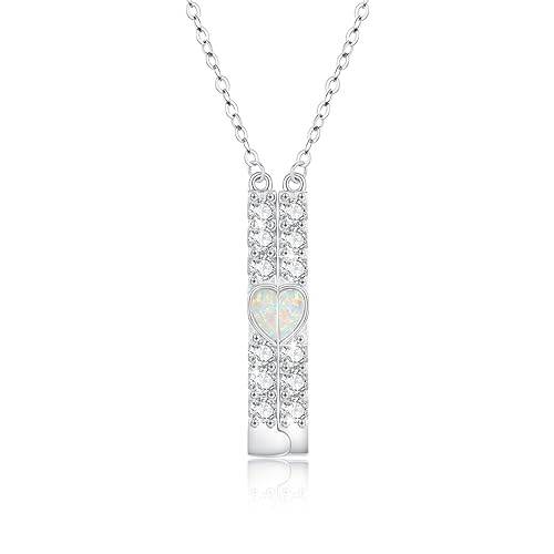 Opal Halskette 925 Sterling Silber V Form Barrenkette Vertikaler Stab Kette mit Opal Anhänger Geometrisch Quader Schmuck Geschenke FüR Damen Mädchen von Waysles