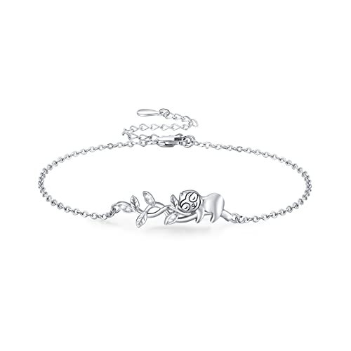 Waysles Faultier Armband 925 Sterling Silber Faultier hält Baum Armband Verstellbar süßes Tier Schmuck Geschenk für Frauen Mädchen Kinder von Waysles