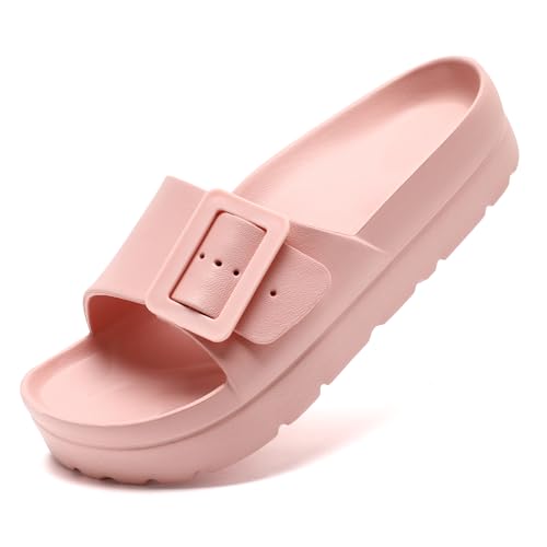 Waysoland Sommer Sandalen, Orthopädische Bequeme Damen Sandalen mit einstellbarer Schnalle Ultra Kissen (Rosa, 41 EU) von Waysoland