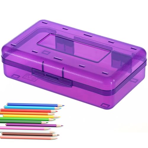 Wbaioluy Plastikstiftkasten transparent sichtbare Bleistiftkoffer großer Kapazitätshalter für Kinder Erwachsene Hard Buntstiftkiste mit Deckel Multifunktionsfällen für Schulbürovorräte Fall von Wbaioluy