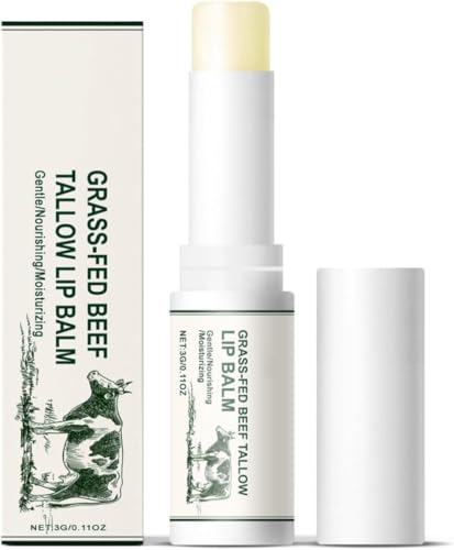 Beef Tallow Lip Balm, Moisturizing Tallow Lip Balm, Organic Grass Fed Tallow Balm, Natural Beef Tallow Lip Balm, Nourishing and Soothing, Beef Tallow Moisturizing Stick Lip Care (1 Pcs) von Wbietu