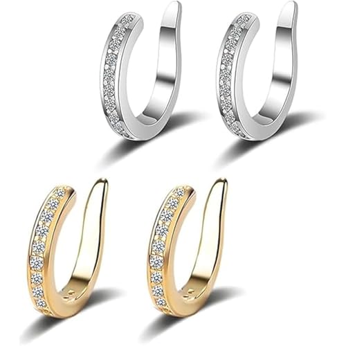Fixura Ear Clips, Zafiller Ear Clip, Pierceless Ear Cuff Earrings for Women, Fashion Clip Earrings for Women, Non Pierced Clip on Adjustable Fake Earring, Smooth Surface (Mixed-2Pairs) von Wbietu