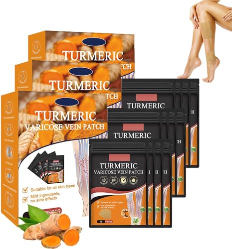 Furzero Turmeric Varicose Vein Patch, Turmeric Vein Patches, Natural Relief Treatment for Legs, Spider Varicose Vein, Improve Blood Circulation (3 Box) von Wbietu