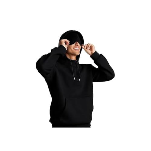 Kapuzenpullover mit integrierter Augenmaske, bequemer Flugzeugmodus, Reise-Kapuzenpullover, Damenmode, versteckte Taschen, Sweatshirt, Pullover, tragbare Decke, Schwarz , XL von Wbietu