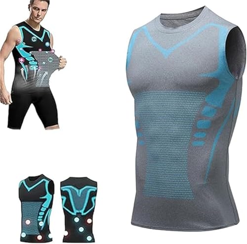 Vitaboost Kompressionsshirt, Version Ionic Shaping Ärmellose Weste für Männer, um einen perfekten Körper aufzubauen, ärmellose Sportweste, Kompression Body Shaper Weste, grau, 5XL von Wbietu