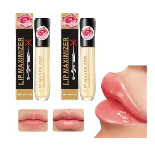 Vitamin E Lip Plumping Serum, Lip Plumper Lip Gloss, Lip Plumping Serum Instant Lip Filler, Lip Maximizer Hyaluronic Lip Plumper, Eliminate Dryness Wrinkles Enhances Plump Gloss (2 Pcs) von Wbietu