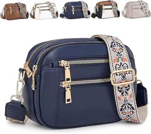 Wbietu Langrents Geldbörse für Damen, handgefertigt, bunte Riemen, Crossbody-Ledertaschen und Geldbörse mit verstellbarem Schultergurt, handgefertigte Umhängetaschen aus Leder, blau, One size Wbietu Langrents Geldbörse für Damen, handgefertigt, bunte Riemen, Crossbody-Ledertaschen und Geldbörse mit verstellbarem Schultergurt, handgefertigte Umhängetaschen aus Leder, blau, One size von Wbietu