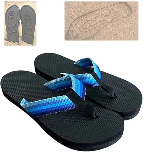 Wbietu Versteckte Penis Flops Parodie Kreative Penis Hausschuhe Lustige Neuheit Herren Sommer Strand Anti-Rutsch Sandalen Herren Strand Sandalen, blau, 40 2/3 EU von Wbietu