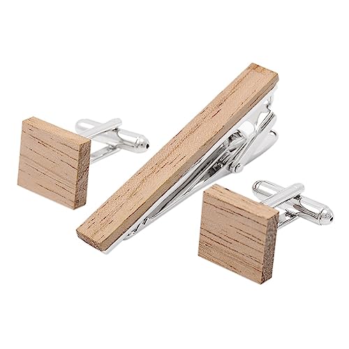 Manschettenknöpfe-Set, Herren-Krawattenklammer mit Holzkopf im Vintage-Stil for Hochzeiten und Geschäfte von WchsTUmpxN