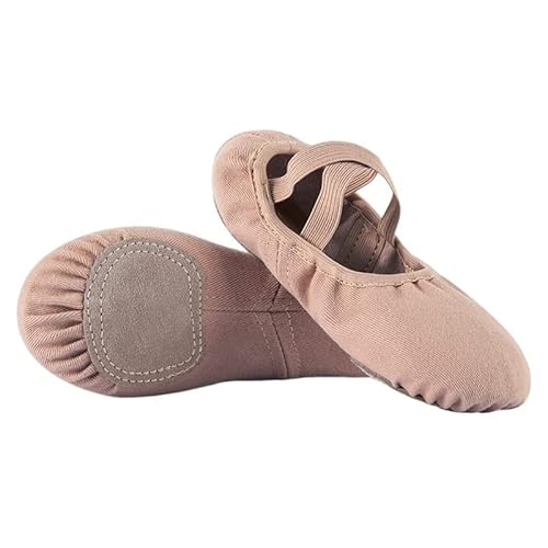 Tanzschuhe, Ballettschuhe Elastische Stoff Latin Tanztraining Erwachsene Frauen Mädchen Wildleder Schuhe Weiche Sohle Ballett Kinder Tanzschuhe Tanzen Hausschuhe für Mädchen Kleinkind Frauen., Brown von WchsTUmpxN