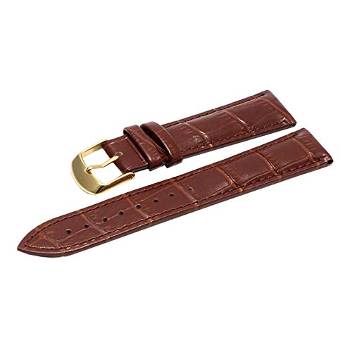 WchsTUmpxN 12/14/16/18/19/20/21/22/24 mm, buntes Echtleder-Bambusmuster, Armband for Herren und Damen, wasserdicht, Ersatz for Handgelenk (Color : Brown Watchband With Gold Buckle, Size : von WchsTUmpxN