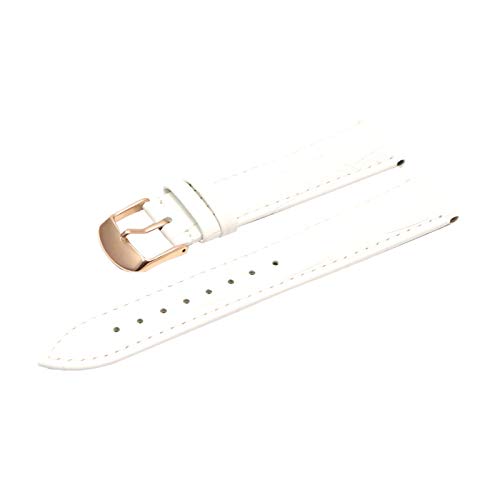 WchsTUmpxN 12/14/16/18/19/20/21/22/24 mm, buntes Echtleder-Bambusmuster, Armband for Herren und Damen, wasserdicht, Ersatz for Handgelenk (Color : White Watchband With Rosegold Buckle, Si von WchsTUmpxN