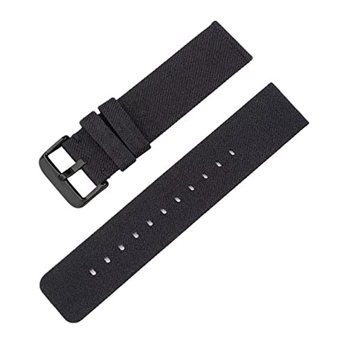 Universelles Armband, 12–22 mm, for Herren und Damen, in Bonbonfarben, gewebtes Nylon-Leinwand-Uhrenarmband, Ersatz, elegantes Schweißabsort-Armband ( Color : Black black Clasp , Size : 22mm ) von WchsTUmpxN