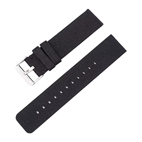 Universelles Armband, 12–22 mm, for Herren und Damen, in Bonbonfarben, gewebtes Nylon-Leinwand-Uhrenarmband, Ersatz, elegantes Schweißabsort-Armband ( Color : Black silvery Clasp , Size : 12mm ) von WchsTUmpxN