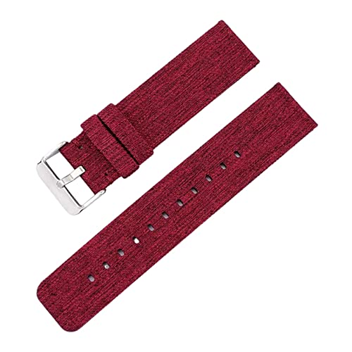 Universelles Armband, 12–22 mm, for Herren und Damen, in Bonbonfarben, gewebtes Nylon-Leinwand-Uhrenarmband, Ersatz, elegantes Schweißabsort-Armband ( Color : Red silvery Clasp , Size : 12mm ) von WchsTUmpxN